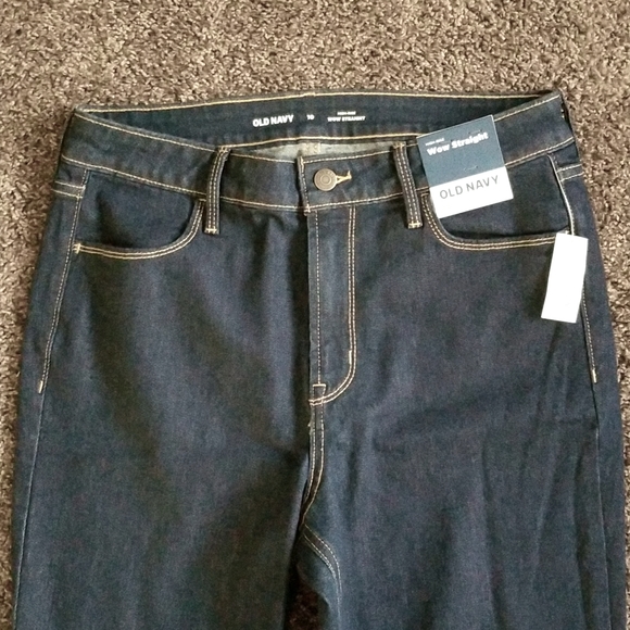 NEW Old Navy Dark Blue High Rise Straight Jeans 10 - Picture 2 of 5